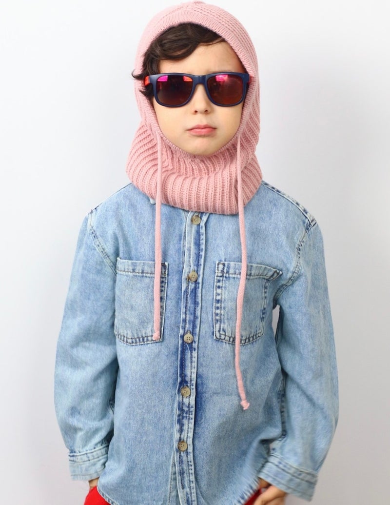 Ritnice Children's Stringed Pink Balaclava Knitwear Beret / Headgear  - Image 1
