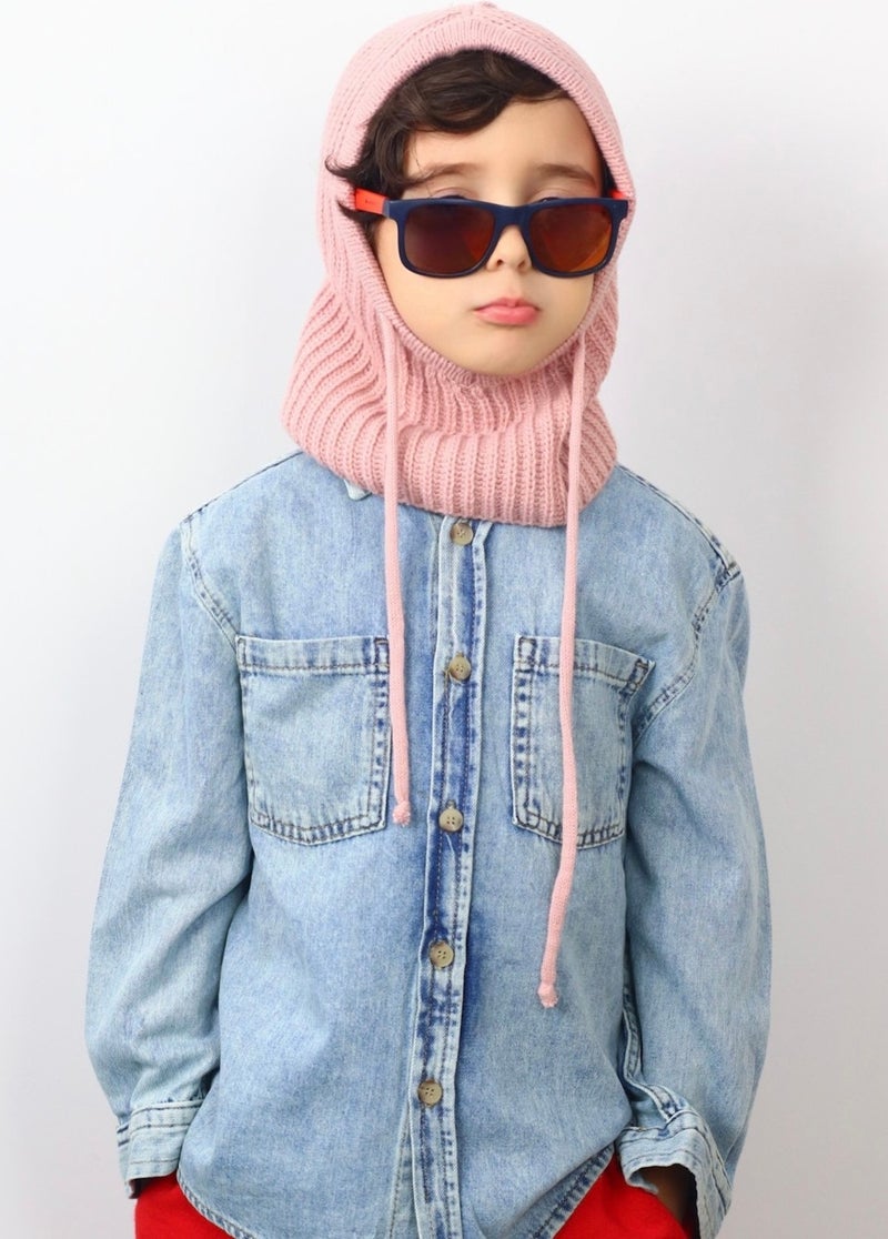 Ritnice Children's Stringed Pink Balaclava Knitwear Beret / Headgear  - Image 3