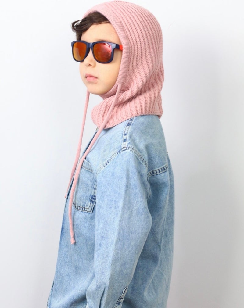 Ritnice Children's Stringed Pink Balaclava Knitwear Beret / Headgear  - Image 2
