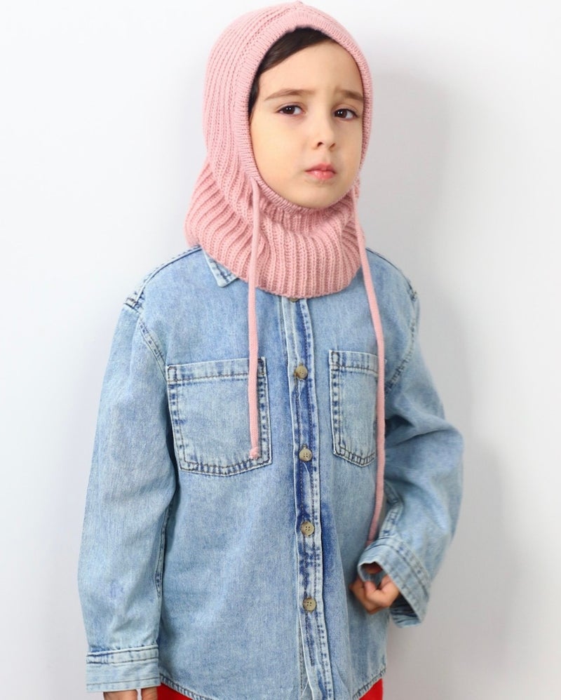 Ritnice Children's Stringed Pink Balaclava Knitwear Beret / Headgear  - Image 4