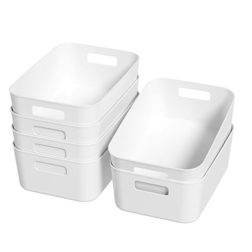 Kekow Pantry Organization Bin, 6-Pack Plastic Storage Bin, White - Image 1