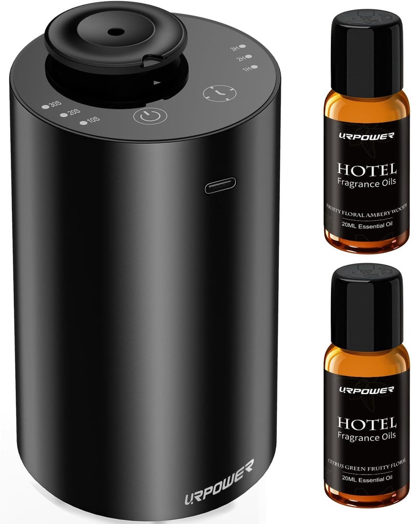 URPOWER Waterless Essential Oil Diffuser with 2x20ML Hotel Fragrance Oils - Image 1