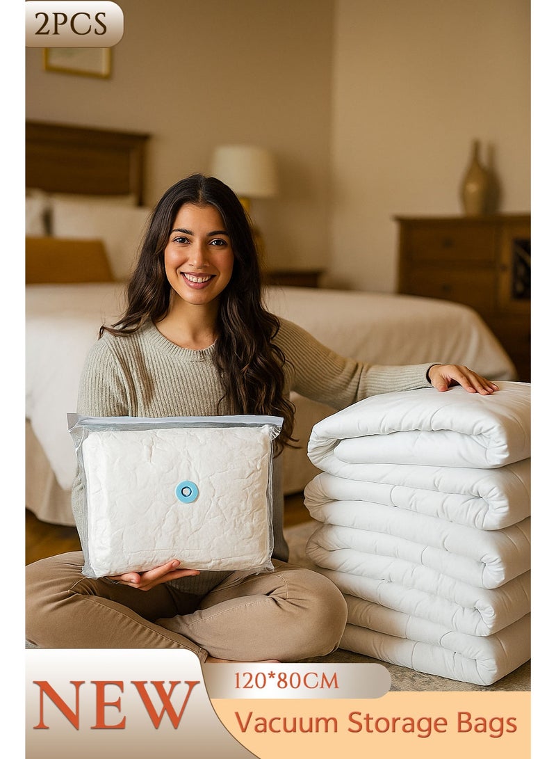 2-Pack Jumbo Vacuum Storage Bags, 120x80cm Space Saver Compression Bags for Clothes, Bedding & Comforters - Image 1