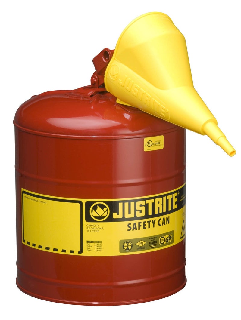 Justrite 11202Y Polyethylene Funnel for Use with The Type I Metal Safety Can. Easy-to-Fill, Easy-to-Pour, .5 x 11.25 inch (25 x 356mm) Size, Yellow - Image 2