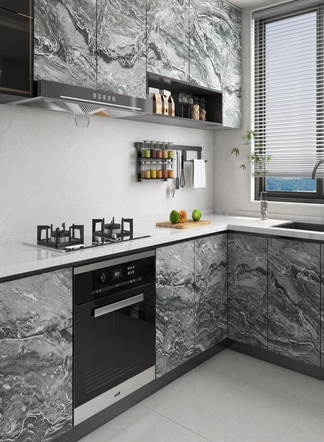 LACHEERY Dark Grey Marble Contact Paper for Countertops Matte Silver Gray Marble Contact Paper Peel and Stick Marble Countertop Waterproof Self Adhesive Marble Wallpaper for Walls Cabinets 15.8"x80" - Image 4