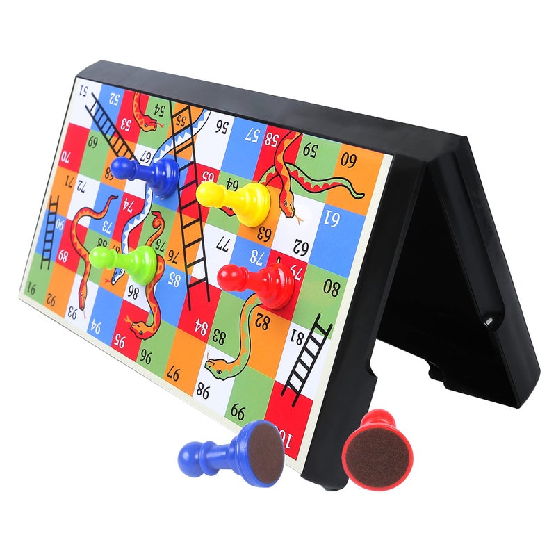 KIDAMI Magnetic Snakes and Ladders Game Set with Storage Box, Folding Design and Light-Weight, Gift for Kids and Adults (9.75 Inches) - Image 3