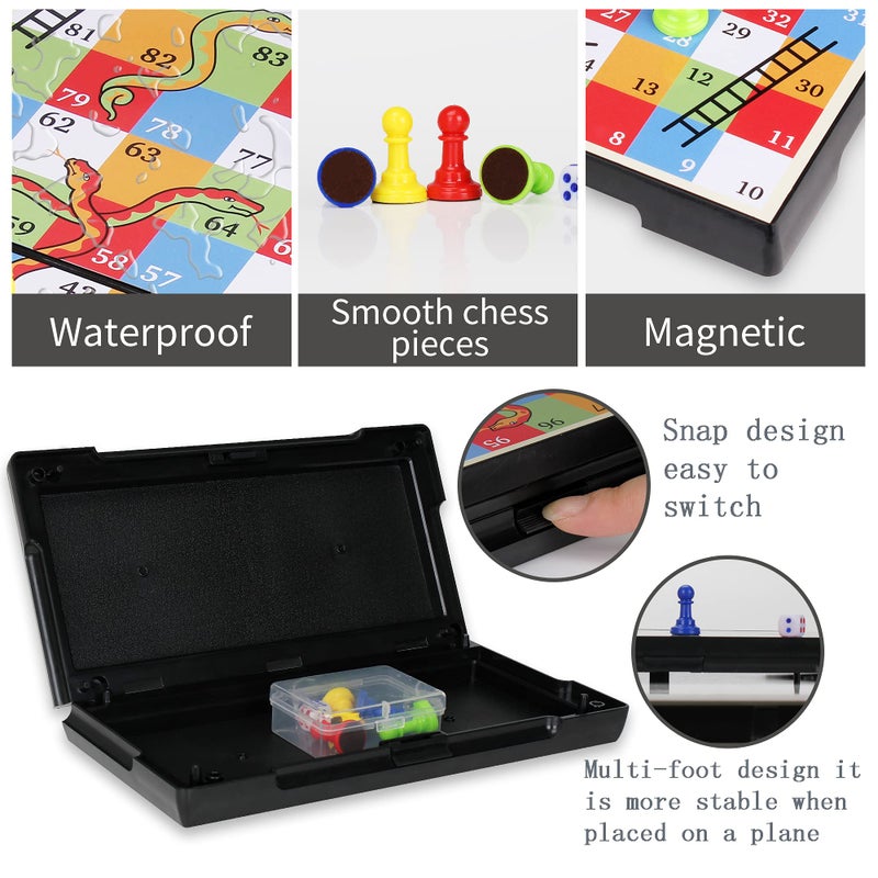 KIDAMI Magnetic Snakes and Ladders Game Set with Storage Box, Folding Design and Light-Weight, Gift for Kids and Adults (9.75 Inches) - Image 4