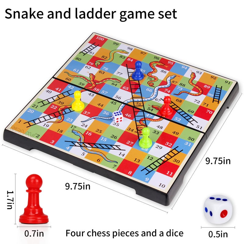 KIDAMI Magnetic Snakes and Ladders Game Set with Storage Box, Folding Design and Light-Weight, Gift for Kids and Adults (9.75 Inches) - Image 2