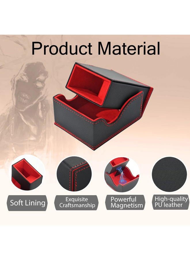 Stepane Dice Tower and Tray, Portable Commander Deck Box, Foldable Dice Storage Box for Dungeons and Dragons Rolling Tray Black/Red - Image 4