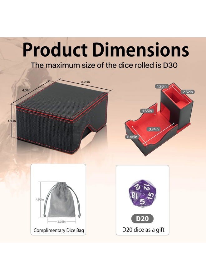 Stepane Dice Tower and Tray, Portable Commander Deck Box, Foldable Dice Storage Box for Dungeons and Dragons Rolling Tray Black/Red - Image 5