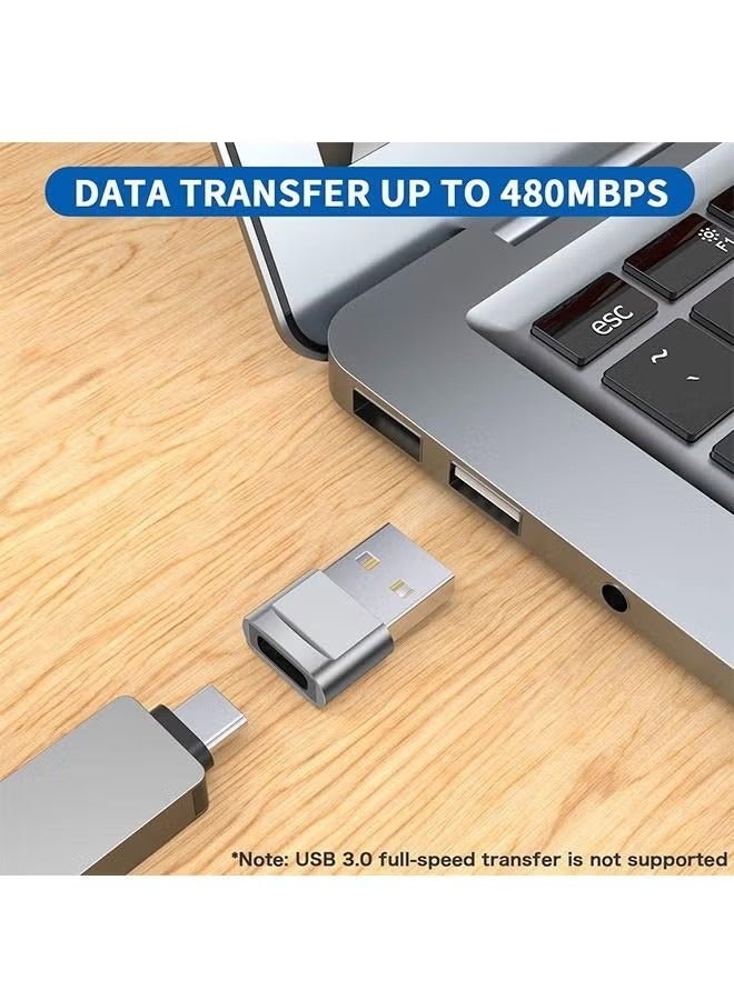 2Pcs USB C Female to USB Male Frosted Texture Adapter, Type C to USB A General Purpose Charger Converter, Support Data Sync(Grey) - Image 5