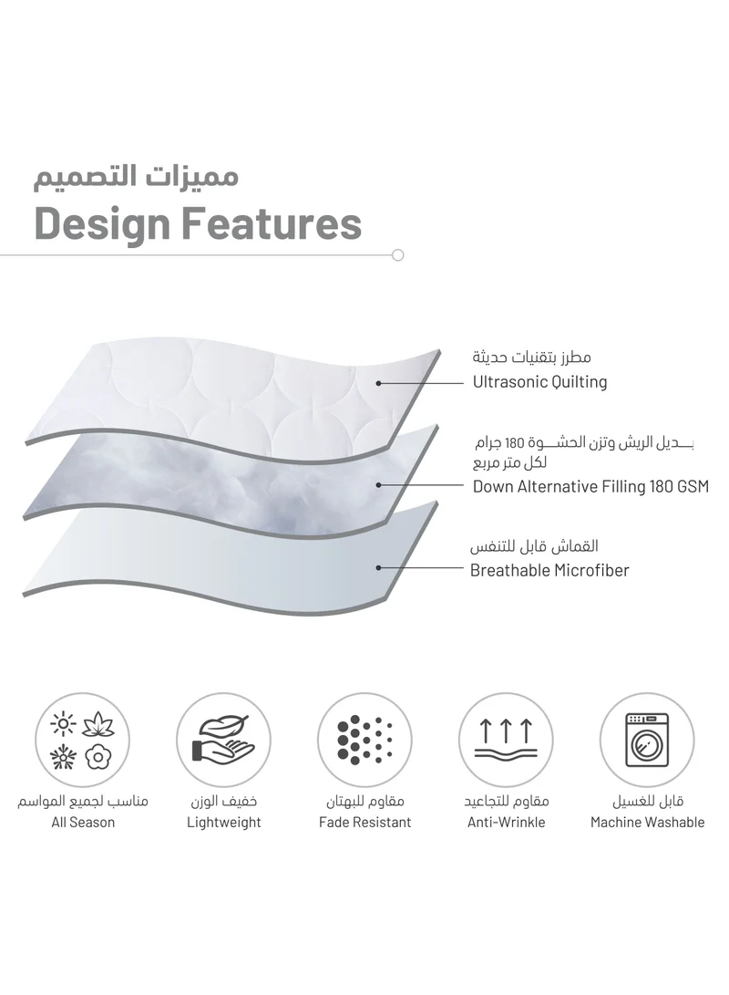 Donetella 6-Piece Quilted Compressed Comforter Set For All Seasons Microfiber White King Size