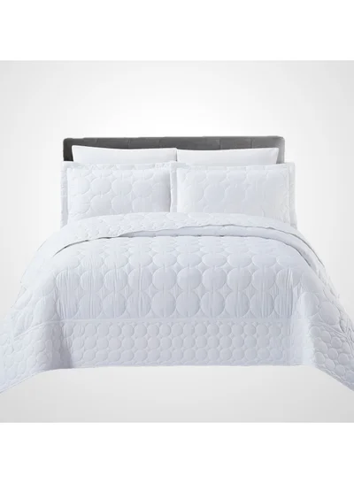 Donetella 6-Piece Quilted Compressed Comforter Set For All Seasons Microfiber White King Size