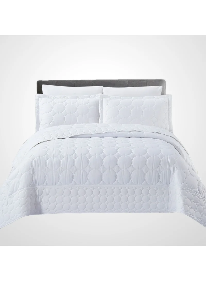 Donetella 6-Piece Quilted Compressed Comforter Set For All Seasons Microfiber White King Size