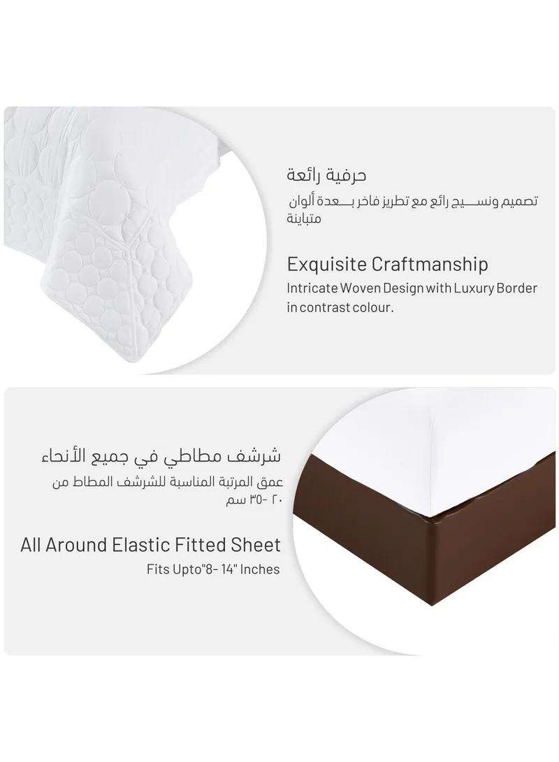 Donetella 6-Piece Quilted Compressed Comforter Set For All Seasons Microfiber White King Size
