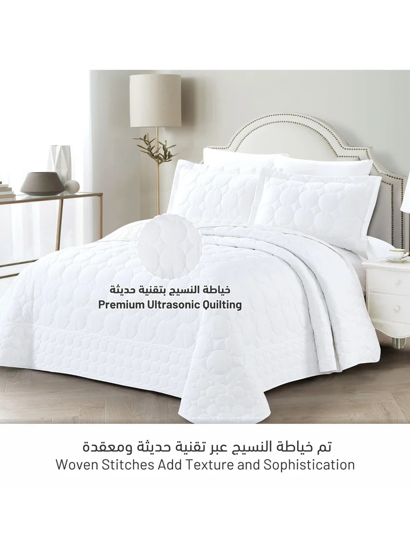 Donetella 6-Piece Quilted Compressed Comforter Set For All Seasons Microfiber White King Size