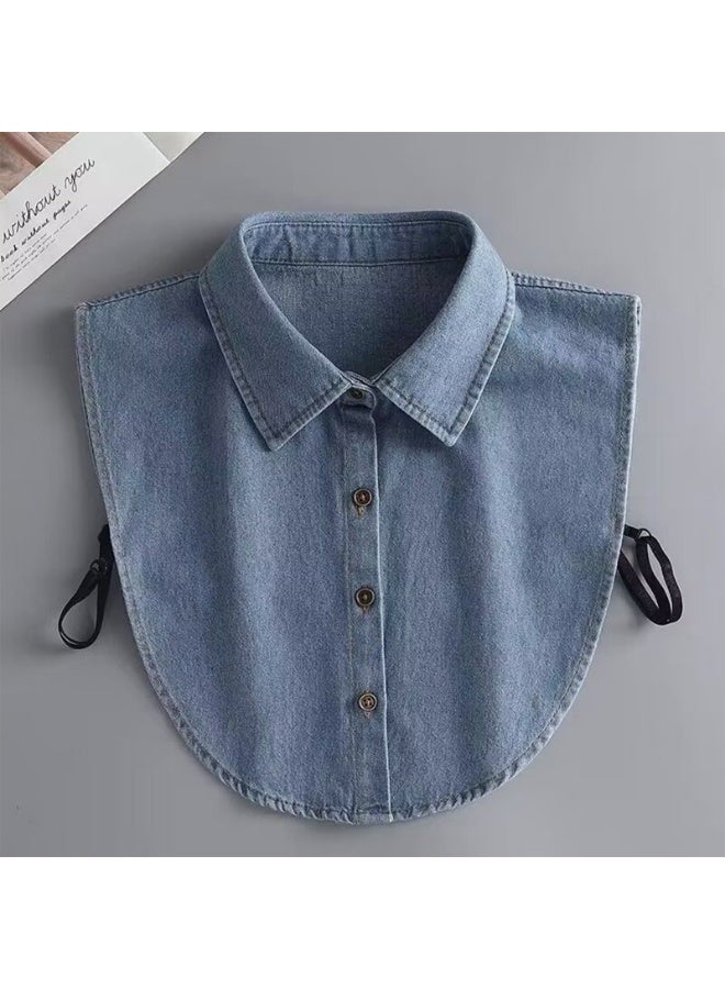 تصميم متعدد الاستخدامات لملابس رسمية من الدنيم بياقة زائفة - Image 3