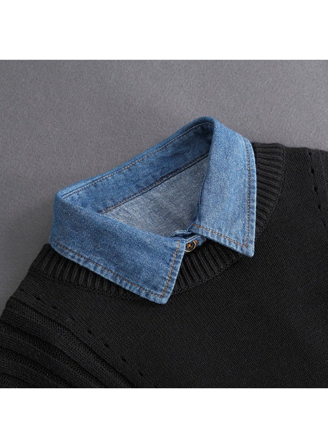 تصميم متعدد الاستخدامات لملابس رسمية من الدنيم بياقة زائفة - Image 5