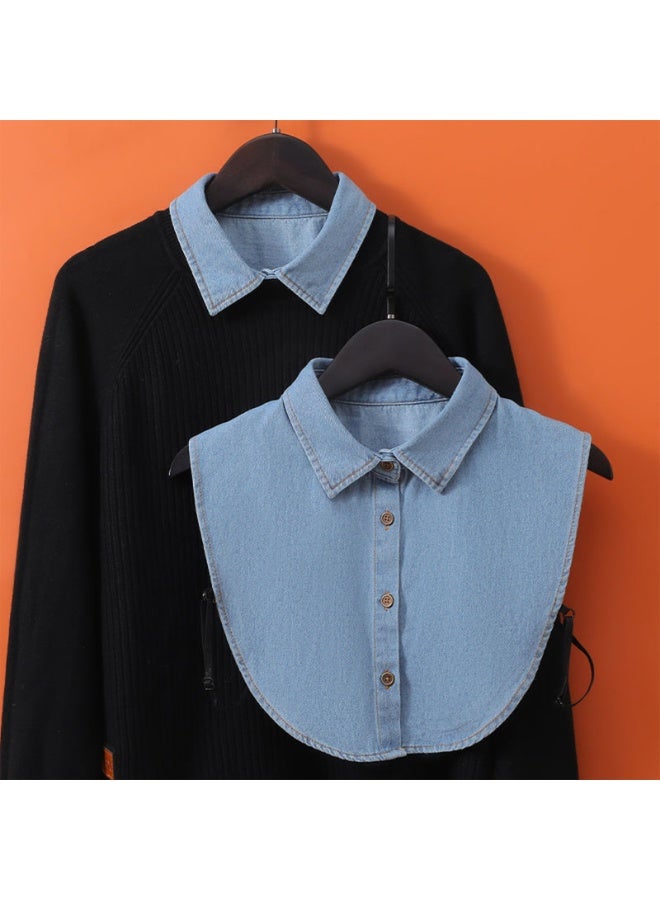 تصميم متعدد الاستخدامات لملابس رسمية من الدنيم بياقة زائفة - Image 2