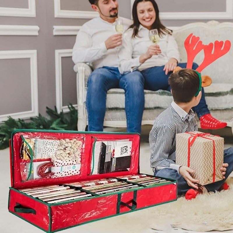 صناديق تخزين عيد الميلاد 40 بوصة تحت السرير لحفظ ورق التغليف العطلات 2 قطعة مزيج - Image 4