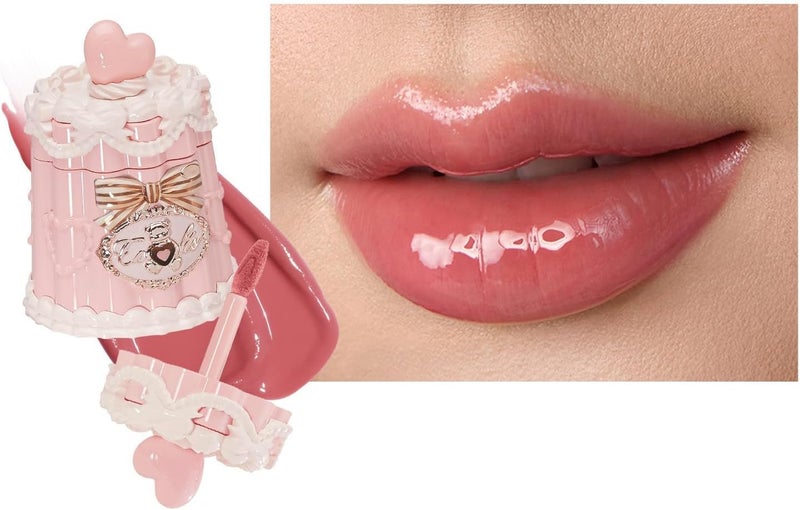 Flower Knows The Sweetie Bear Coating Lip Jelly, Soft Moisturizing Tinted Lip Gloss with Botanicals, Lightweight Non-Sticky Pink Lips Plumper, Cruelty-Free, 5g (JE05 Tiered Dress) - Image 1