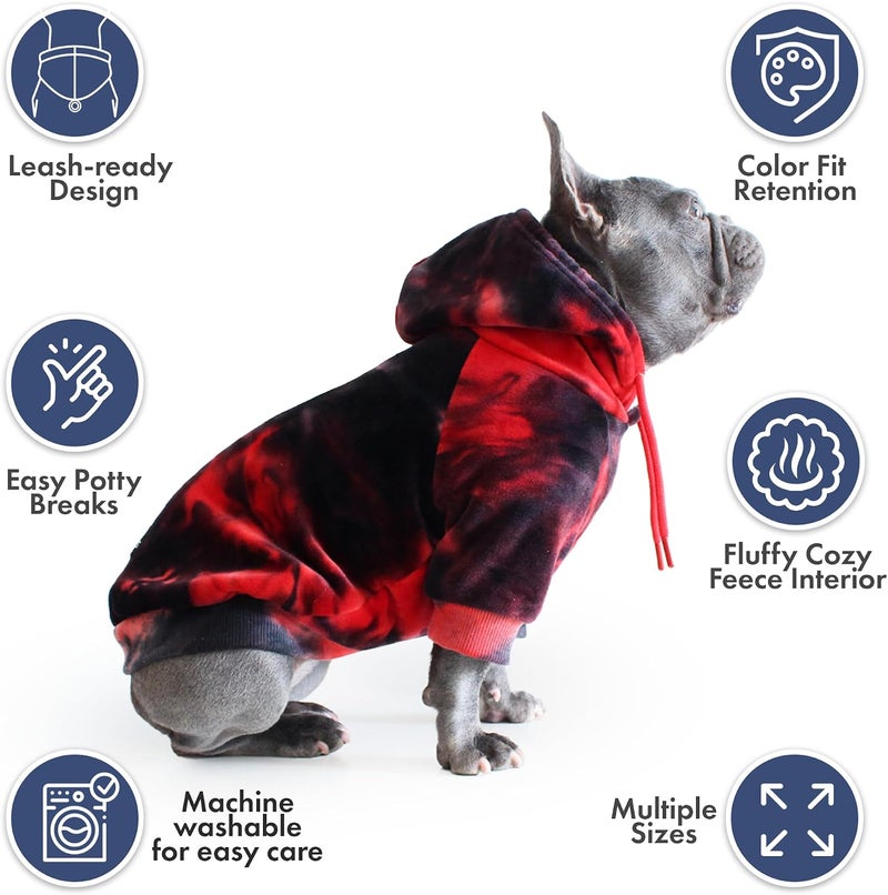 Spark Paws Dog Hoodie – Premium Dog Sweater for Small, Medium, and Large Dogs | Warm Outfits for French Bulldogs, Pitbull, Puppy, Winter Jacket Alternative - Red & Black - M - Image 4
