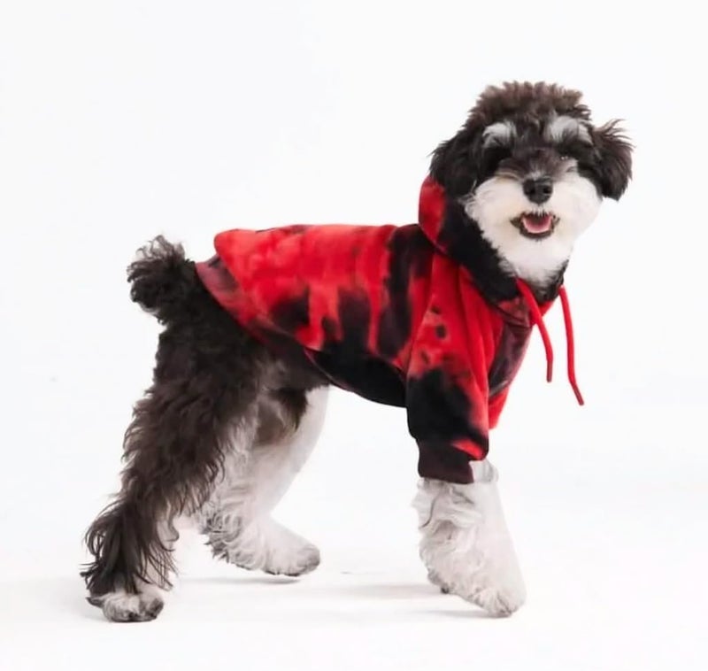 Spark Paws Dog Hoodie – Premium Dog Sweater for Small, Medium, and Large Dogs | Warm Outfits for French Bulldogs, Pitbull, Puppy, Winter Jacket Alternative - Red & Black - M - Image 1