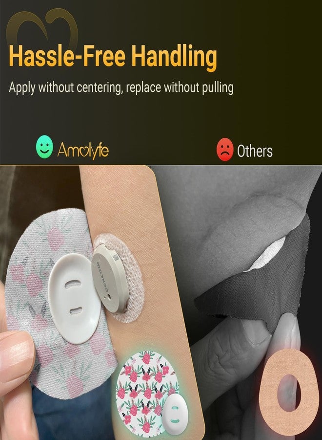 Amolyfe لصقات أموليف ديكسكوم جي 7 اللاصقة على شكل زهور، عبوة من 20 لصقة ديكسكوم ستيلو، مقاومة للماء والصدمات مع غطاءين صلبين وعلبة معدنية، قابلة للتهوية، لاصقة طبية، حماية لمدة 10 أيام لجهاز مراقبة الجلوكوز المستمر (على شكل زهور). - Image 4