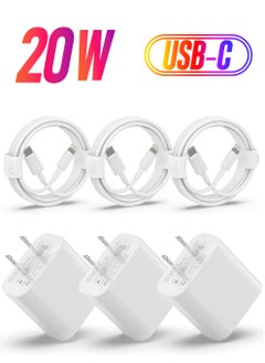 USB C Charger iPhone Charger Fast Charging【MFi Certified】3Pack 20W Type C Wall Charger Block with 6FT Long USB C to Lightning Cable Compatible for iPhone 14Pro/13 Pro/12/12 Pro Max/11/XS Max/XS/XR/X/8