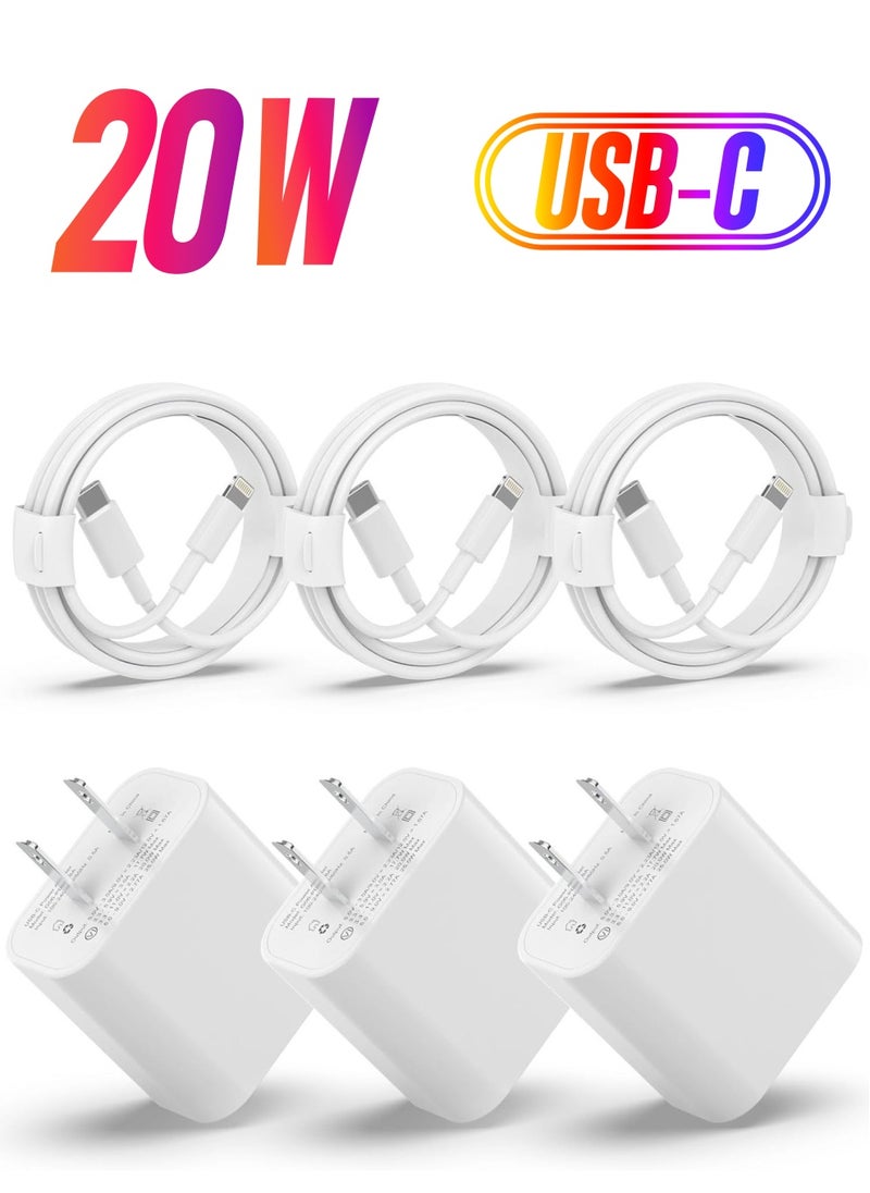 Generic - USB C Charger iPhone Charger Fast Charging【MFi Certified】3Pack 20W Type C Wall Charger Block with 6FT Long USB C to Lightning Cable Compatible for iPhone 14Pro/13 Pro/12/12 Pro Max/11/XS Max/XS/XR/X/8 - Image 1