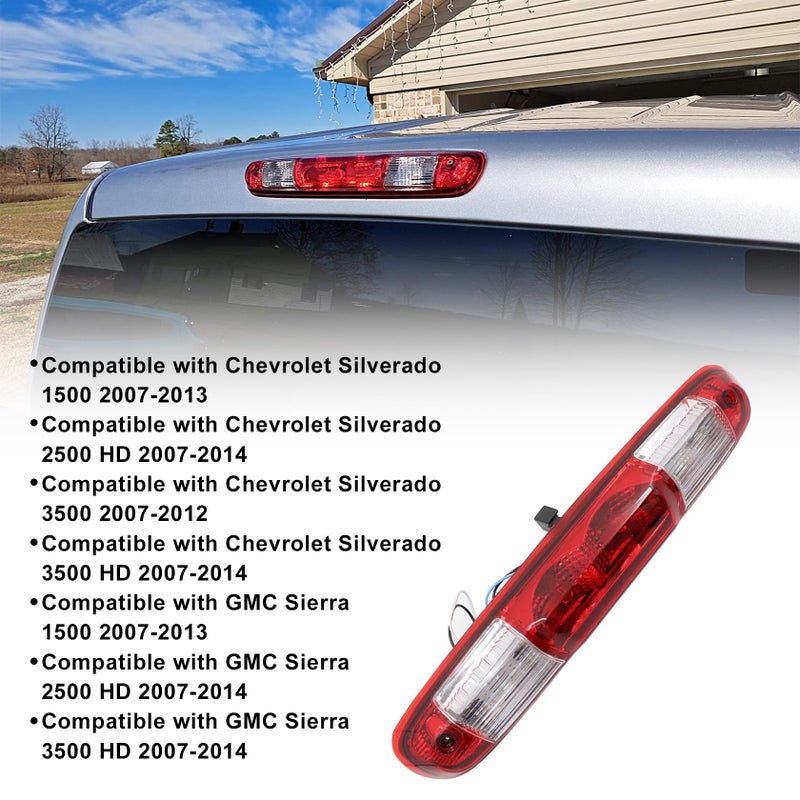 FZJDSD 3rd Third Brake Light High Mount Stop Light and Cargo Lamp Compatible with Chevy Silverado GMC Sierra 1500HD 2500HD 3500HD 2007 2008 2009 2010 2011 2012 2013 25890530 25816217 25834790 - Image 5