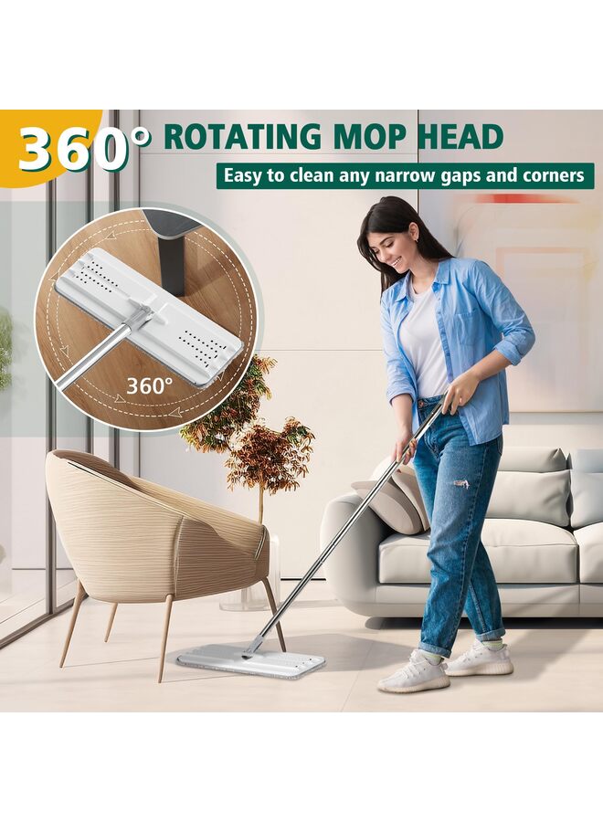 Mop and Bucket with Wringer Set, Hands Free Flat Floor Mop and Bucket, 6 Washable Microfiber Pads Included, Wet and Dry Use, Home Floor Cleaning System for All Floor Types - Image 4