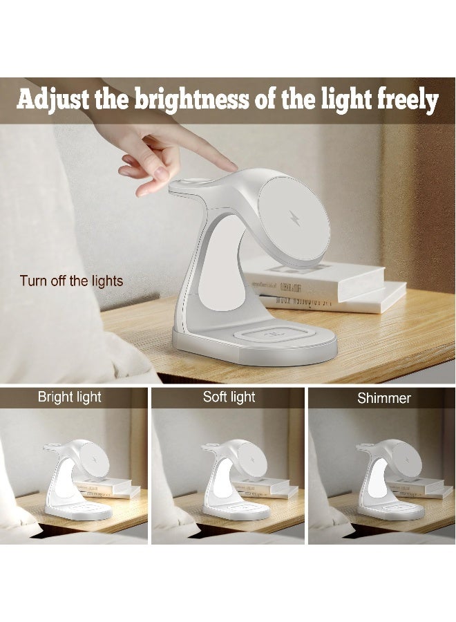 Magnetic Charging Station, 3 in 1 Wireless Travel Charging Station with Light, Mag-Safe Charger Portable Stand, for Multiple Devices Apple, for iPhone 15 14 13 12  - Image 3