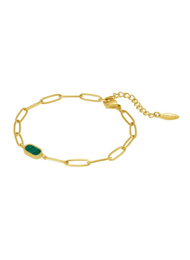 POLICE Emerald Yellow Gold Plated Stainless Steel Chain Bracelet for Women