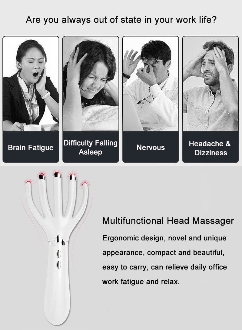 Vermaney Multi-function Electric Head and Body Massager with 4 Massage Modes and Heating Function, Rechargeable Scalp Massager, Cordless Portable Head Scratcher Massager for Stress Relax - Image 2