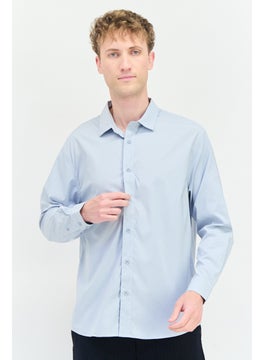 SELECTED Men Regular Fit Solid Long Sleeves Casual Shirt, Ash Blue  - Image 1