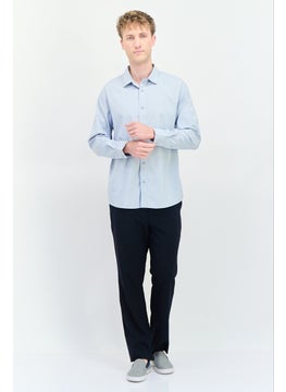 SELECTED Men Regular Fit Solid Long Sleeves Casual Shirt, Ash Blue  - Image 4