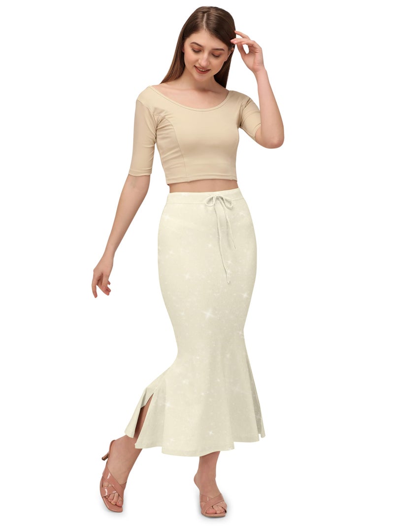 VALLEY Shimmer Stretchable Saree Shapewear Petticoat for Women, Cotton Blended,Petticoat,Skirts for Women,Shape Wear Dress for Saree (Light Yellow, L) - Image 5