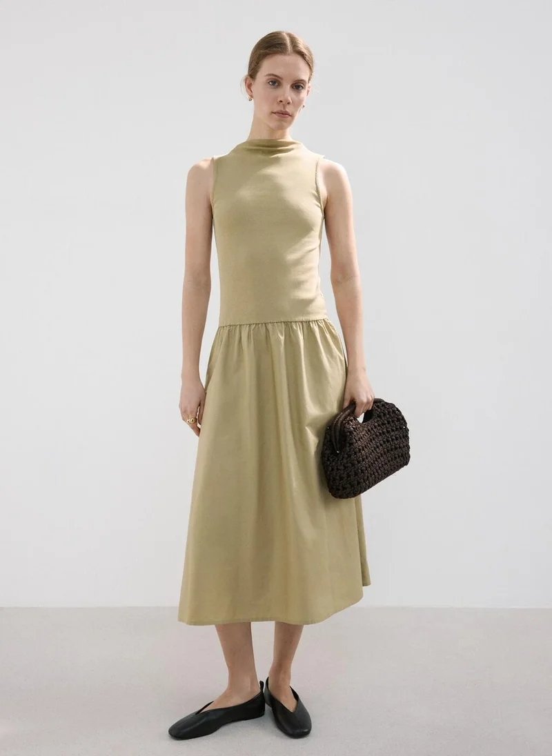 MANGO Contrast-Bodice Dress