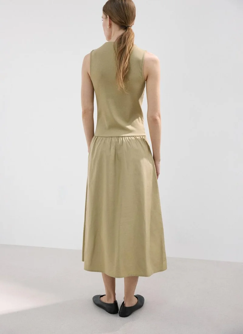 MANGO Contrast-Bodice Dress