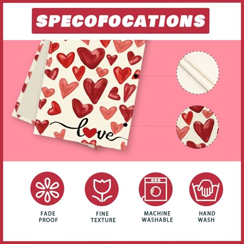 XCHI Watercolor Red Love Hearts Valentine’s Day Table Runner Table Decoration for Party Home Kitchen Dining Holiday Decor 13x72 Inch - Image 5