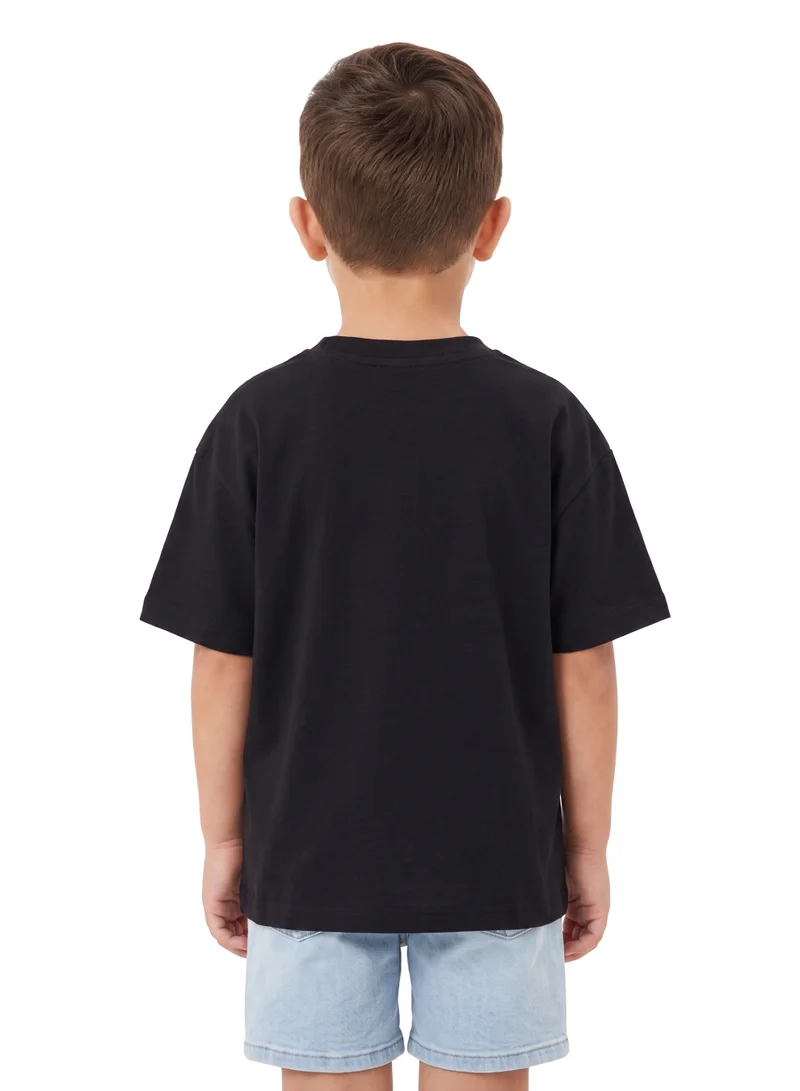 ديزني Disney Lilo & Stitch Graphic Oversized Drop Shoulder T-Shirt for Boys| Stitch Character Print Casual Crew Neck Tee