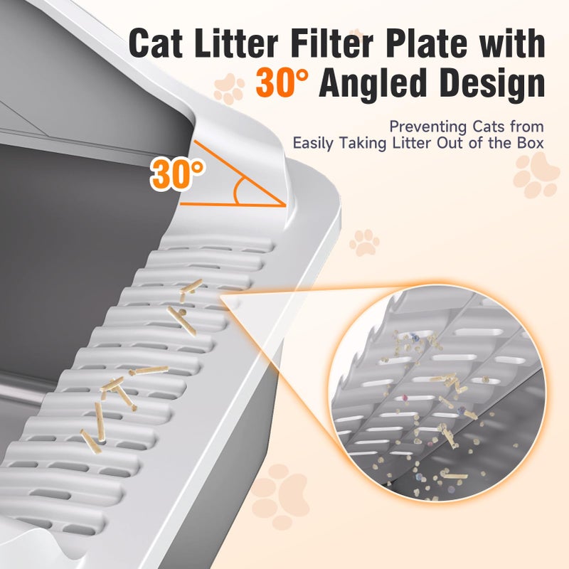 KISENG 2PACK Stainless Steel Litter Box, Extra Large XL Odor Free Metal Litter Box with High Sides, Open Top Litter Pan Include Scoop Easy Cleaning Anti-Scratch Kitty Cat Box Anti-Urine Leakage, Non-Sticky - Image 4
