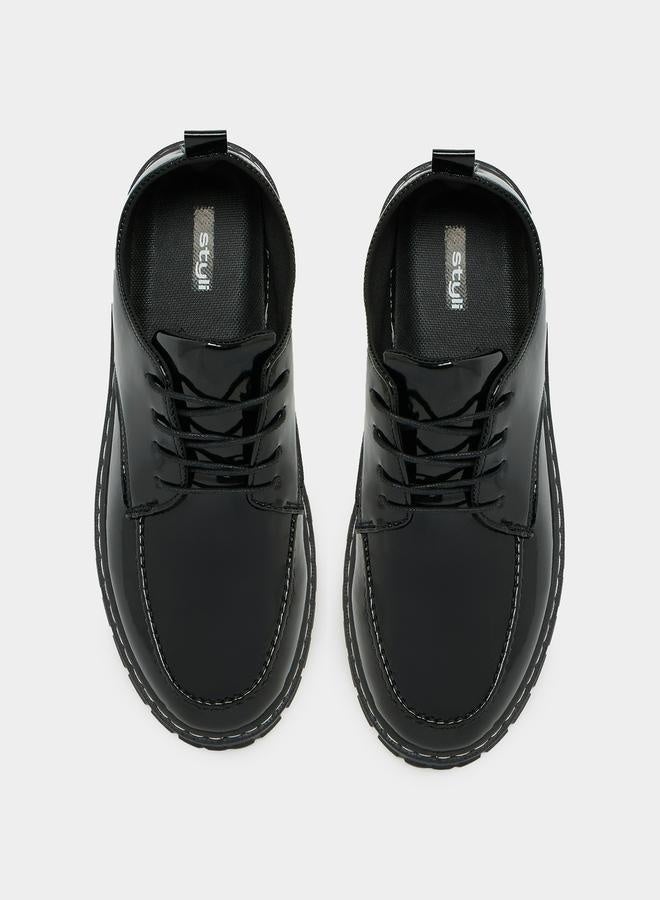 Styli Faux Leather Look Lace Up Shoes  - Image 5