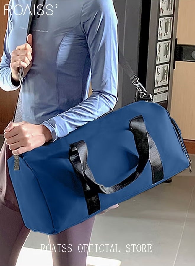 roaiss Unisex Gym Duffel Bag Shoes Compartment Lightweight Waterproof Multipurpose Large Capacity Outdoor Luggage Handbag for Fitness Sports Swimming Travel Blue - Image 1