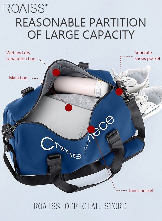 roaiss Unisex Gym Duffel Bag Shoes Compartment Lightweight Waterproof Multipurpose Large Capacity Outdoor Luggage Handbag for Fitness Sports Swimming Travel Blue - Image 4