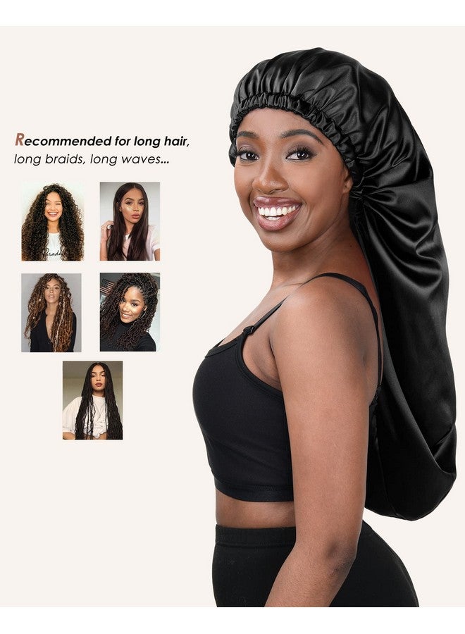 يانيبست بونيه طويل جديلة بونيه للنوم الساتان بونيه الحرير بونيه الشعر جديلة بونيه للنوم بونيه للنساء السود - Image 2