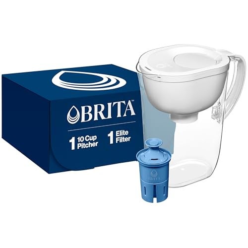 Brita Water Pitcher, Everyday Elite Filter, Removes 99% of Lead, Includes 1 Filter, 10-Cup Capacity, White - Image 1