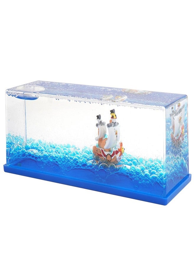Honsheng Unsinkable Ship Model Pirate Boat in a Bottle Box，Non Sinking Anime Merch Acrylic Cruise Ship Fluid Drift Bottle Desk for Decor Ornament Fans Gifts (F) - Image 1