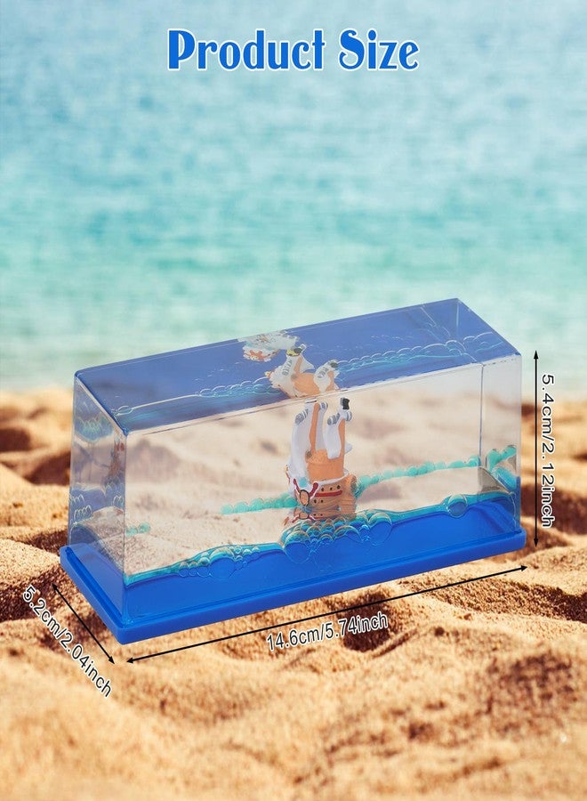 Honsheng Unsinkable Ship Model Pirate Boat in a Bottle Box，Non Sinking Anime Merch Acrylic Cruise Ship Fluid Drift Bottle Desk for Decor Ornament Fans Gifts (F) - Image 4